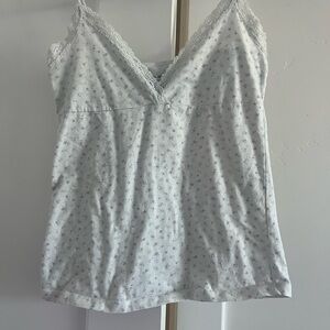 White Lace Trim Cami Top